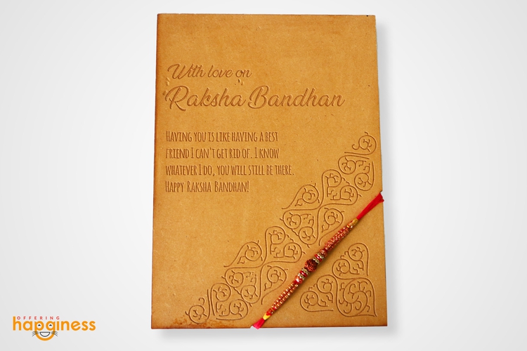 Rudraksha Beads Rakhi with Wooden Card