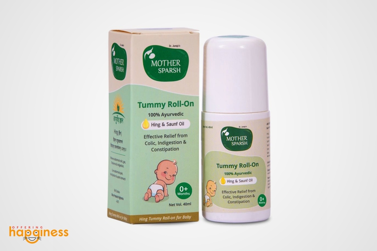 Mother Sparsh Tummy Roll On for Baby, Colic Relief and Digestion, 100% Ayurvedic, Hing & Saunf
