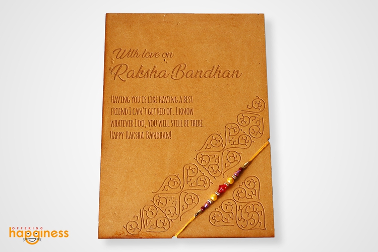 Classy Beads Rakhi with Wooden Card