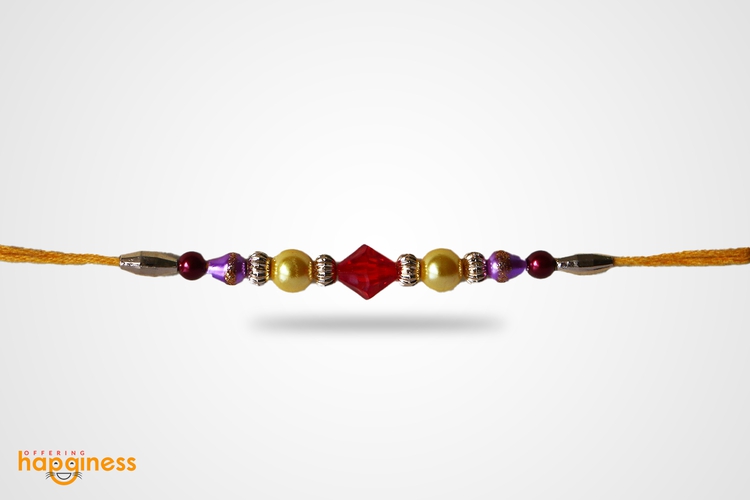 Classy Beads Rakhi with Wooden Card