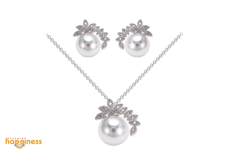 CZ Simulated Pearl Jewelry Set