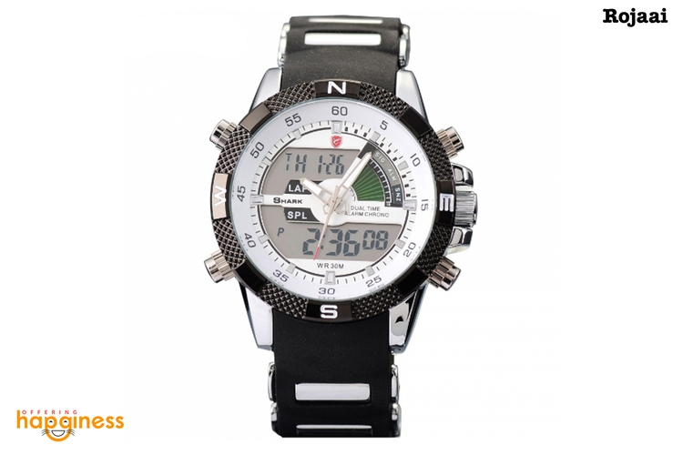 Porbeagle SHARK Dual Time Watch - White